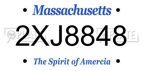 2XJ8848 Massachusetts License Plate