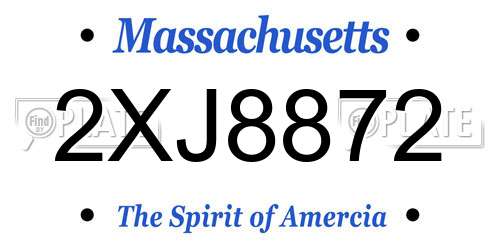 2XJ8872 Massachusetts License Plate