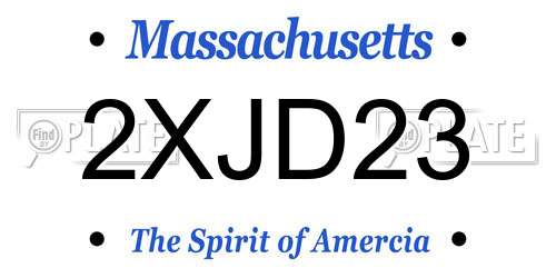 2XJD23 Massachusetts License Plate