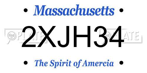 2XJH34 Massachusetts License Plate
