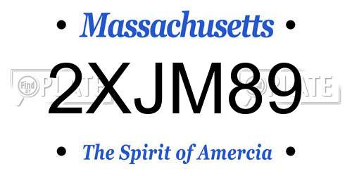 2XJM89 Massachusetts License Plate