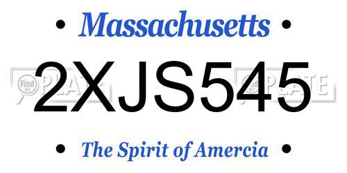 2XJS545 Massachusetts License Plate