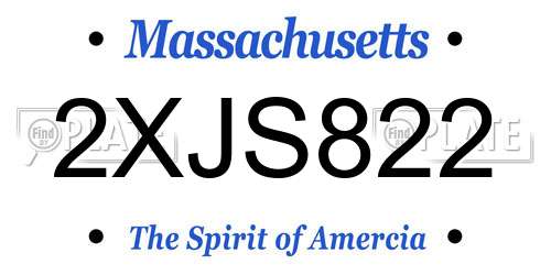 2XJS822 Massachusetts License Plate