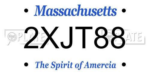 2XJT88 Massachusetts License Plate