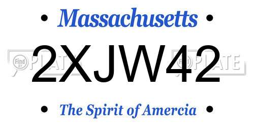 2XJW42 Massachusetts License Plate