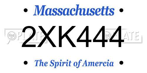2XK444 Massachusetts License Plate