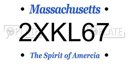 2XKL67 Massachusetts License Plate