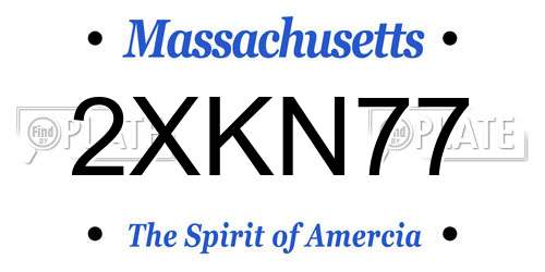 2XKN77 Massachusetts License Plate