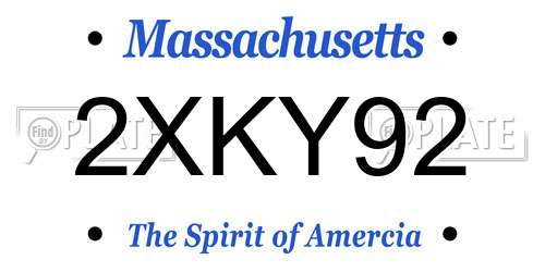 2XKY92 Massachusetts License Plate