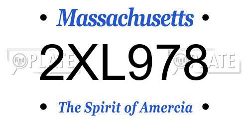 2XL978 Massachusetts License Plate