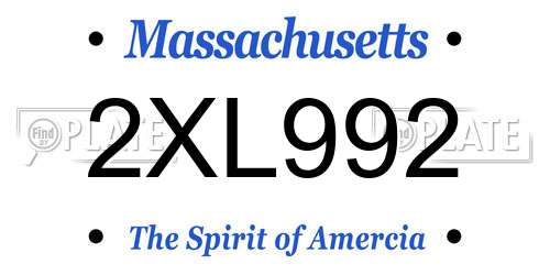 2XL992 Massachusetts License Plate