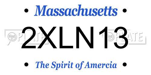 2XLN13 Massachusetts License Plate