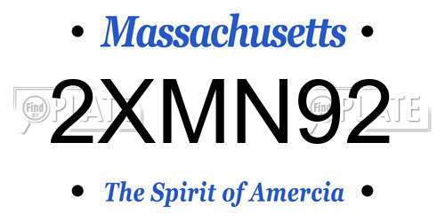 2XMN92 Massachusetts License Plate