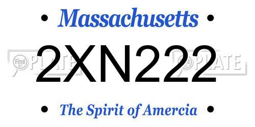 2XN222 Massachusetts License Plate