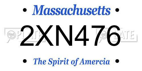 2XN476 Massachusetts License Plate