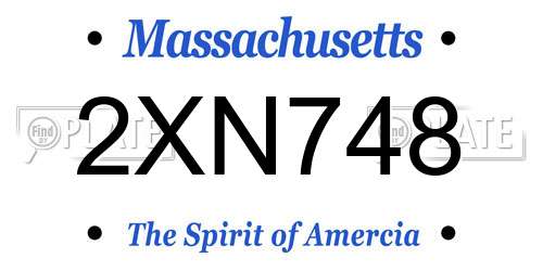 2XN748 Massachusetts License Plate