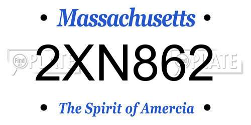 2XN862 Massachusetts License Plate