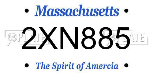 2XN885 Massachusetts License Plate