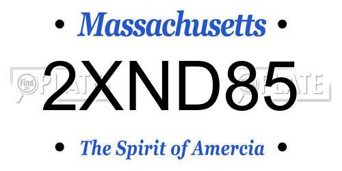 2XND85 Massachusetts License Plate