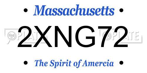 2XNG72 Massachusetts License Plate