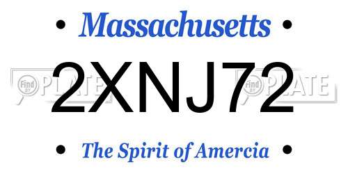 2XNJ72 Massachusetts License Plate