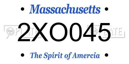 2XO045 Massachusetts License Plate