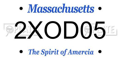 2XOD05 Massachusetts License Plate