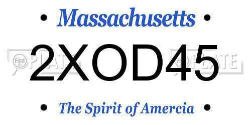 2XOD45 Massachusetts License Plate