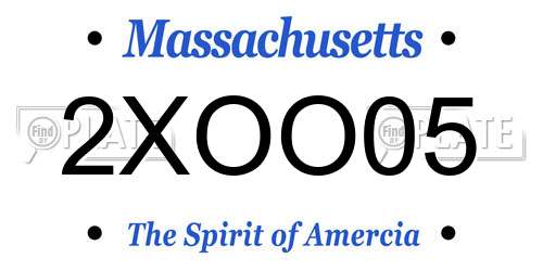 2XOO05 Massachusetts License Plate