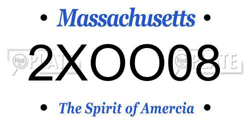 2XOO08 Massachusetts License Plate