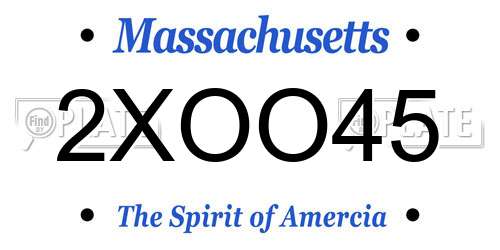 2XOO45 Massachusetts License Plate
