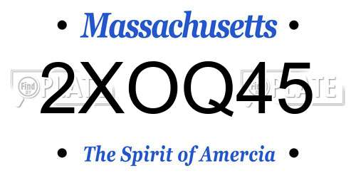 2XOQ45 Massachusetts License Plate