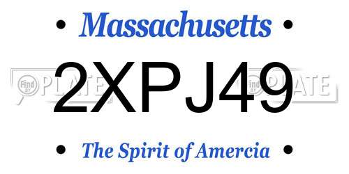 2XPJ49 Massachusetts License Plate