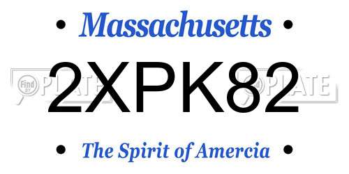 2XPK82 Massachusetts License Plate