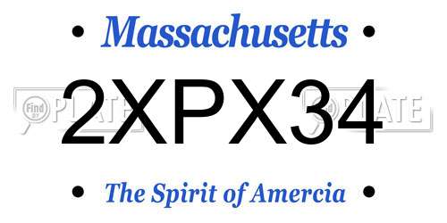 2XPX34 Massachusetts License Plate