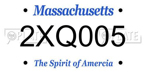 2XQ005 Massachusetts License Plate