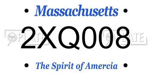 2XQ008 Massachusetts License Plate