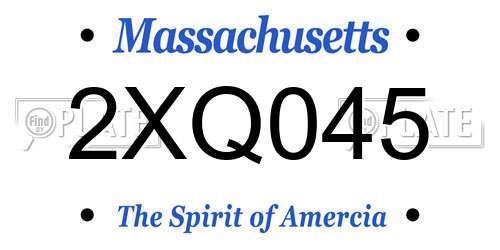 2XQ045 Massachusetts License Plate