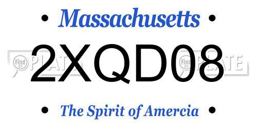 2XQD08 Massachusetts License Plate
