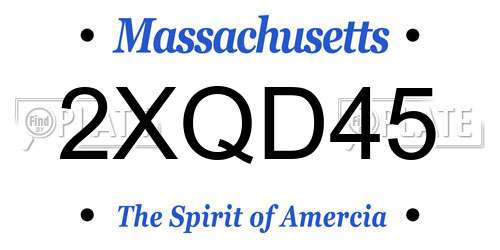 2XQD45 Massachusetts License Plate