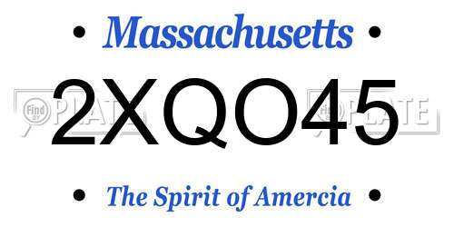 2XQO45 Massachusetts License Plate