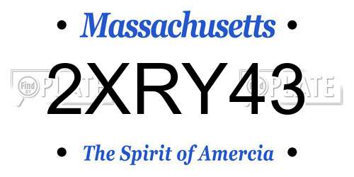 2XRY43 Massachusetts License Plate