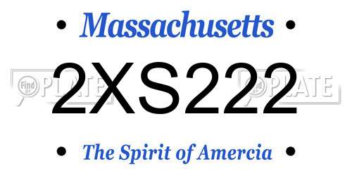 2XS222 Massachusetts License Plate