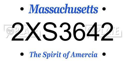 2XS3642 Massachusetts License Plate