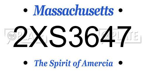 2XS3647 Massachusetts License Plate