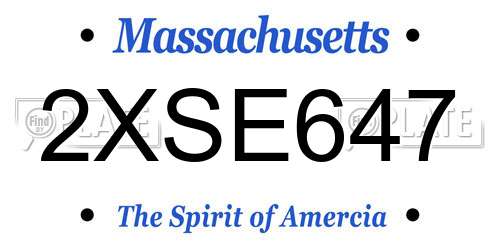 2XSE647 Massachusetts License Plate