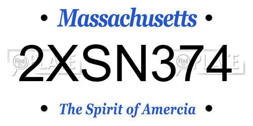 2XSN374 Massachusetts License Plate