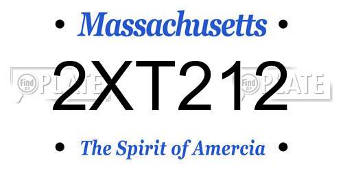 2XT212 Massachusetts License Plate