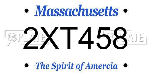 2XT458 Massachusetts License Plate