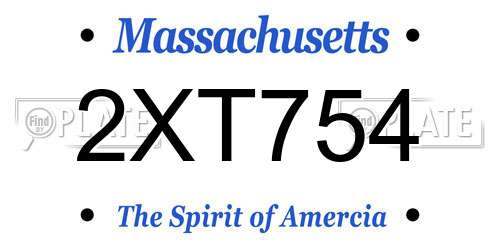 2XT754 Massachusetts License Plate